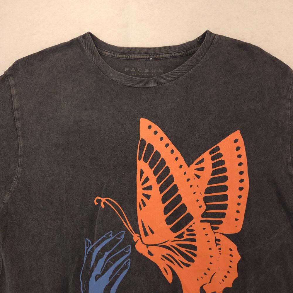 PacSun Euphoria Crew Neck Short Sleeve Striped T Shirt Mens Size Medium M Gray